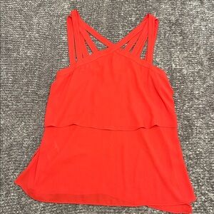 EUC bcbgmaxazria Red Strappy Layered Tank Top size xs